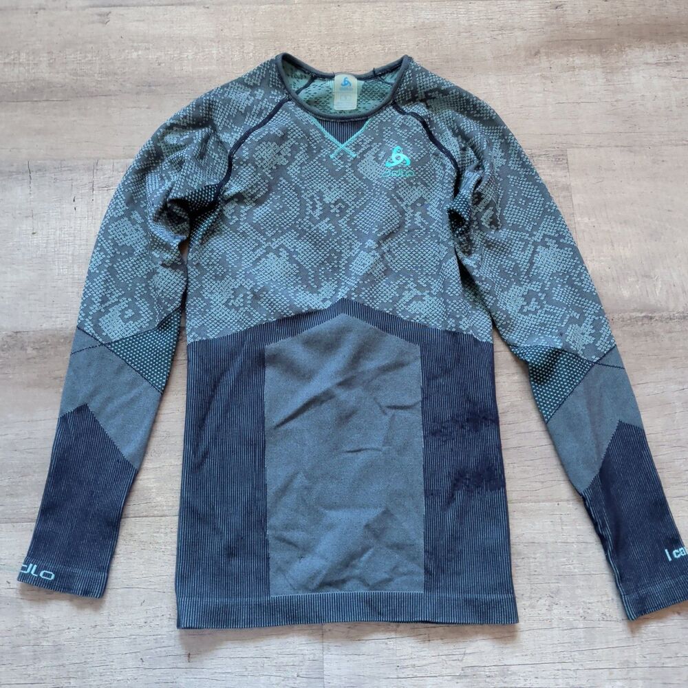 Odlo Evolution Warm Seamless Baselayer Long Sleeve Shirt Gray Teal Women's S